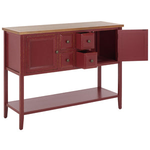 Safavieh Charlotte Elegant Sideboard - Timeless Storage Solution With Display Space For Dining & Living Areas Egyptian Red/Oak Top AMH6517F