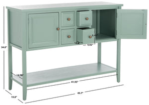Safavieh Charlotte Elegant Sideboard - Timeless Storage Solution With Display Space For Dining & Living Areas Aqua Smoke AMH6517H