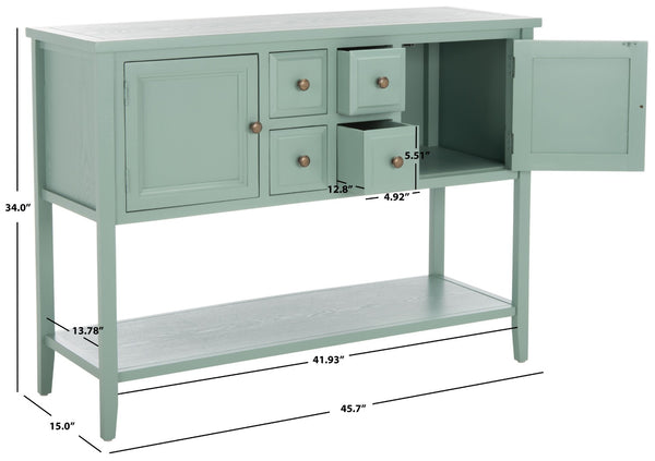 Safavieh Charlotte Elegant Sideboard - Timeless Storage Solution With Display Space For Dining & Living Areas Aqua Smoke AMH6517H