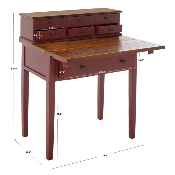 Safavieh Abigail Fold-Down Desk - Elegant Space-Saving Design With Antique Inspiration For Modern Interiors Cherry/Honey Oak AMH6520A