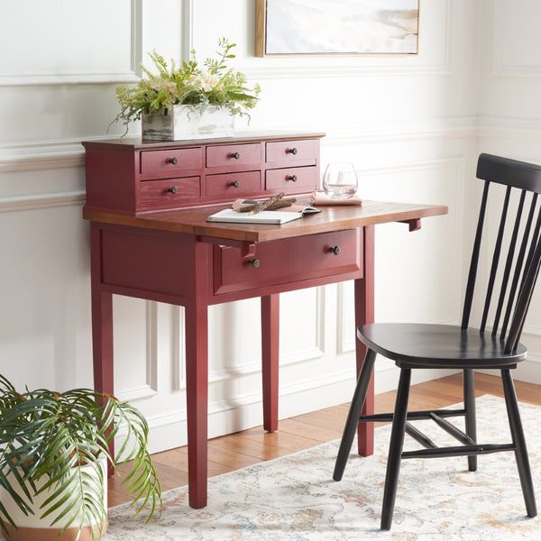 Safavieh Abigail Fold-Down Desk - Elegant Space-Saving Design With Antique Inspiration For Modern Interiors Cherry/Honey Oak AMH6520A