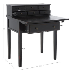 Safavieh Abigail Fold-Down Desk - Elegant Space-Saving Design With Antique Inspiration For Modern Interiors Black AMH6520B