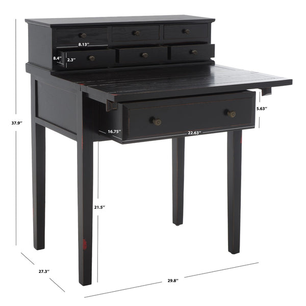 Safavieh Abigail Fold-Down Desk - Elegant Space-Saving Design With Antique Inspiration For Modern Interiors Black AMH6520B