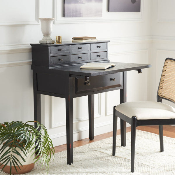 Safavieh Abigail Fold-Down Desk - Elegant Space-Saving Design With Antique Inspiration For Modern Interiors Black AMH6520B