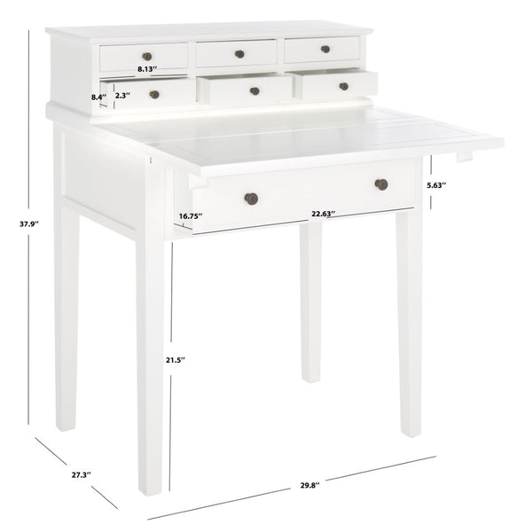 Safavieh Abigail Fold-Down Desk - Elegant Space-Saving Design With Antique Inspiration For Modern Interiors White AMH6520D