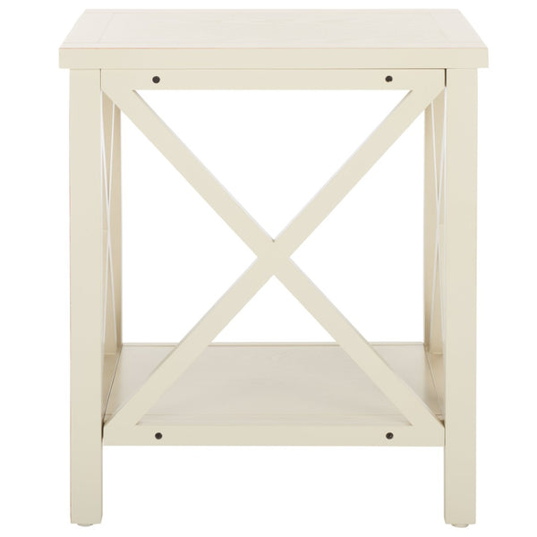 Safavieh Candence Cross Back End Table – Timeless Accent Table With Lower Shelf & Charming X-Side Design White AMH6523A