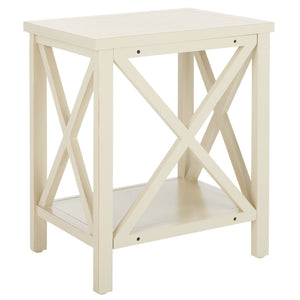 Safavieh Candence Cross Back End Table – Timeless Accent Table With Lower Shelf & Charming X-Side Design White AMH6523A