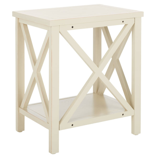 Safavieh Candence Cross Back End Table – Timeless Accent Table With Lower Shelf & Charming X-Side Design White AMH6523A