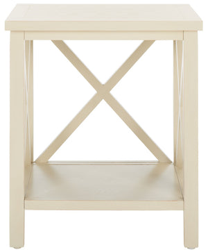 Safavieh Candence Cross Back End Table – Timeless Accent Table With Lower Shelf & Charming X-Side Design White AMH6523A