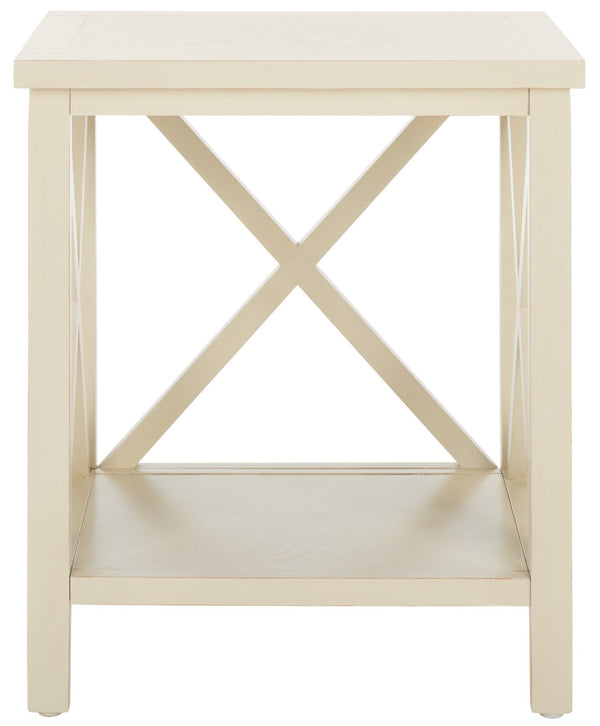 Safavieh Candence Cross Back End Table – Timeless Accent Table With Lower Shelf & Charming X-Side Design White AMH6523A