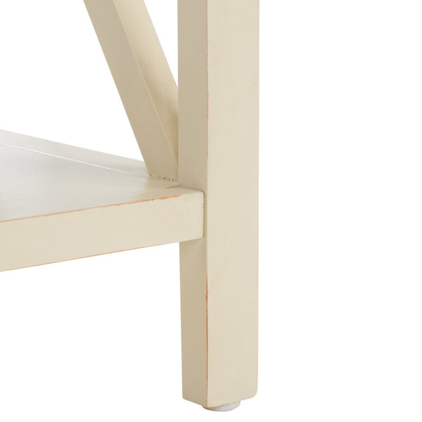 Safavieh Candence Cross Back End Table – Timeless Accent Table With Lower Shelf & Charming X-Side Design White AMH6523A