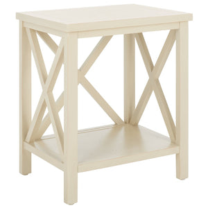 Safavieh Candence Cross Back End Table – Timeless Accent Table With Lower Shelf & Charming X-Side Design White AMH6523A