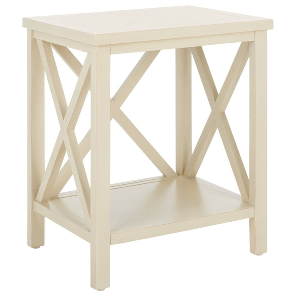 Safavieh Candence Cross Back End Table – Timeless Accent Table With Lower Shelf & Charming X-Side Design White AMH6523A