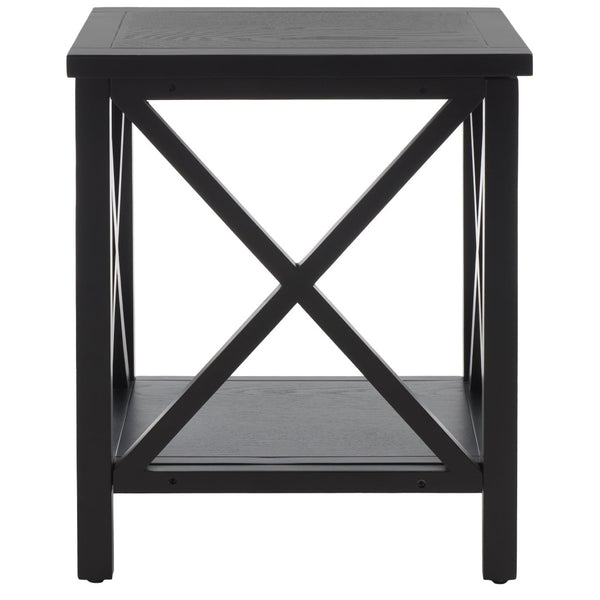 Safavieh Candence Cross Back End Table – Timeless Accent Table With Lower Shelf & Charming X-Side Design Black AMH6523B