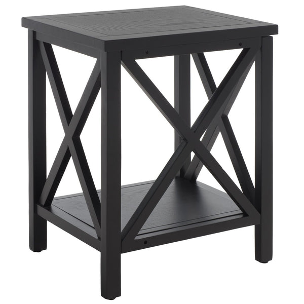 Safavieh Candence Cross Back End Table – Timeless Accent Table With Lower Shelf & Charming X-Side Design Black AMH6523B