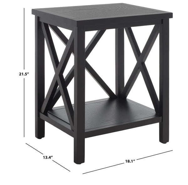 Safavieh Candence Cross Back End Table – Timeless Accent Table With Lower Shelf & Charming X-Side Design Black AMH6523B