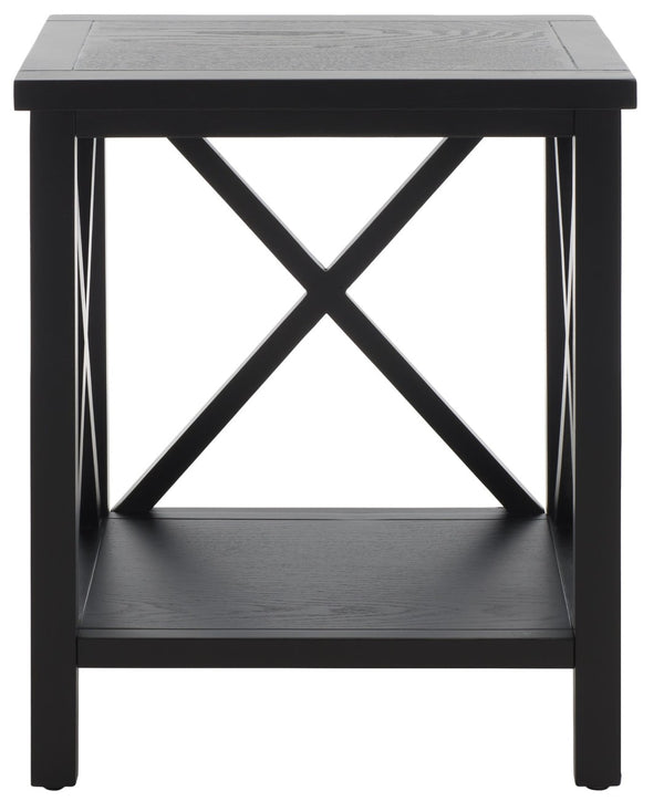 Safavieh Candence Cross Back End Table – Timeless Accent Table With Lower Shelf & Charming X-Side Design Black AMH6523B