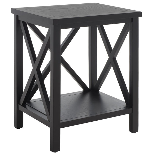 Safavieh Candence Cross Back End Table – Timeless Accent Table With Lower Shelf & Charming X-Side Design Black AMH6523B