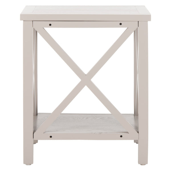 Safavieh Candence Cross Back End Table – Timeless Accent Table With Lower Shelf & Charming X-Side Design Grey AMH6523C