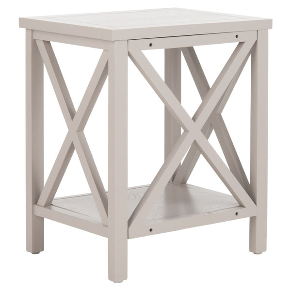 Safavieh Candence Cross Back End Table – Timeless Accent Table With Lower Shelf & Charming X-Side Design Grey AMH6523C