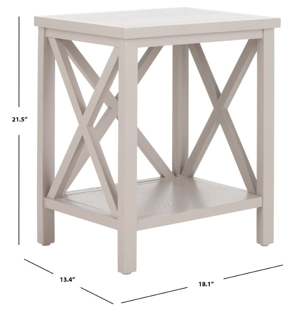 Safavieh Candence Cross Back End Table – Timeless Accent Table With Lower Shelf & Charming X-Side Design Grey AMH6523C