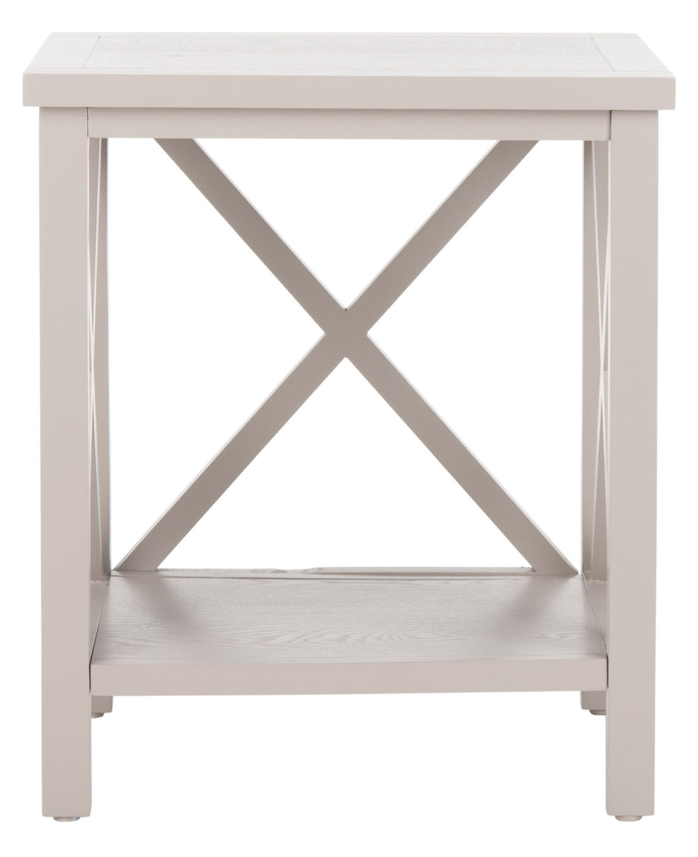 Safavieh Candence Cross Back End Table – Timeless Accent Table With Lower Shelf & Charming X-Side Design Grey AMH6523C
