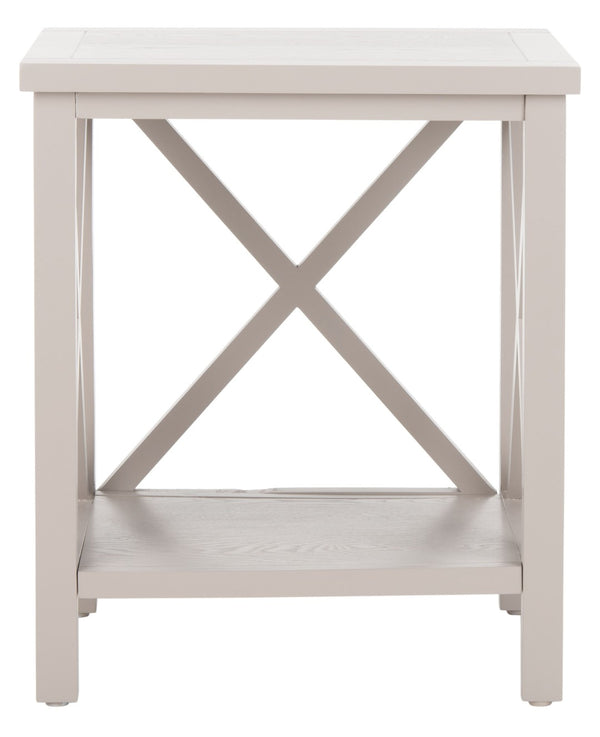 Safavieh Candence Cross Back End Table – Timeless Accent Table With Lower Shelf & Charming X-Side Design Grey AMH6523C