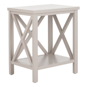 Safavieh Candence Cross Back End Table – Timeless Accent Table With Lower Shelf & Charming X-Side Design Grey AMH6523C