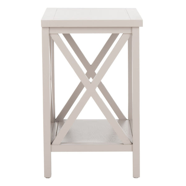 Safavieh Candence Cross Back End Table – Timeless Accent Table With Lower Shelf & Charming X-Side Design Grey AMH6523C