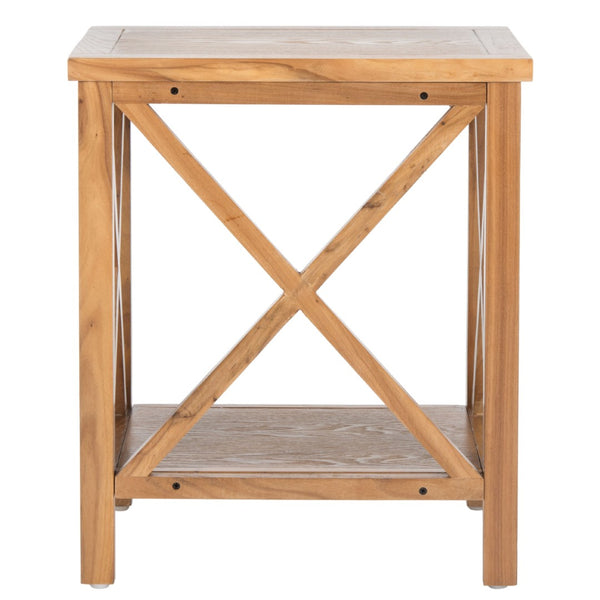 Safavieh Candence Cross Back End Table – Timeless Accent Table With Lower Shelf & Charming X-Side Design Oak AMH6523D