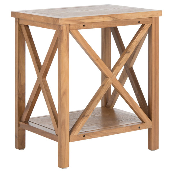 Safavieh Candence Cross Back End Table – Timeless Accent Table With Lower Shelf & Charming X-Side Design Oak AMH6523D