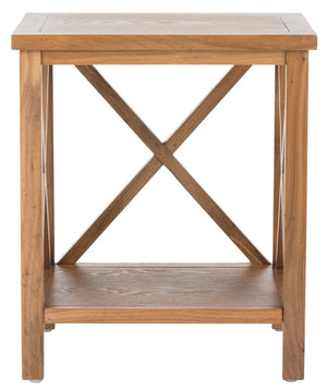 Safavieh Candence Cross Back End Table – Timeless Accent Table With Lower Shelf & Charming X-Side Design Oak AMH6523D