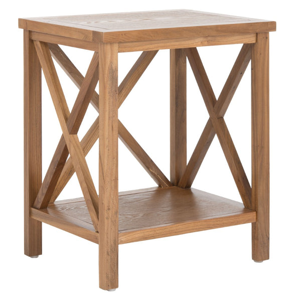 Safavieh Candence Cross Back End Table – Timeless Accent Table With Lower Shelf & Charming X-Side Design Oak AMH6523D