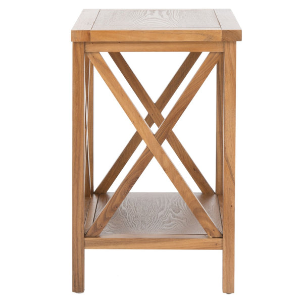 Safavieh Candence Cross Back End Table – Timeless Accent Table With Lower Shelf & Charming X-Side Design Oak AMH6523D
