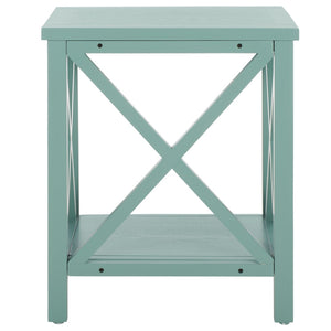 Safavieh Candence Cross Back End Table – Timeless Accent Table With Lower Shelf & Charming X-Side Design Dusty Green AMH6523E