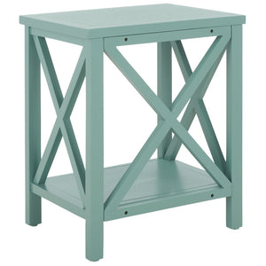 Safavieh Candence Cross Back End Table – Timeless Accent Table With Lower Shelf & Charming X-Side Design Dusty Green AMH6523E