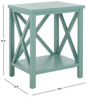 Safavieh Candence Cross Back End Table – Timeless Accent Table With Lower Shelf & Charming X-Side Design Dusty Green AMH6523E