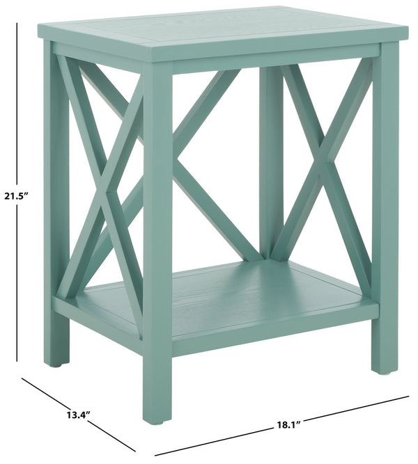 Safavieh Candence Cross Back End Table – Timeless Accent Table With Lower Shelf & Charming X-Side Design Dusty Green AMH6523E