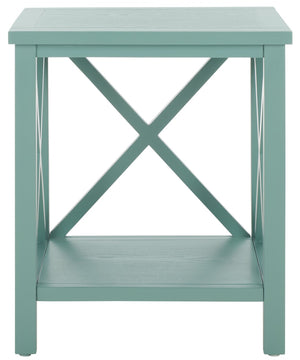 Safavieh Candence Cross Back End Table – Timeless Accent Table With Lower Shelf & Charming X-Side Design Dusty Green AMH6523E
