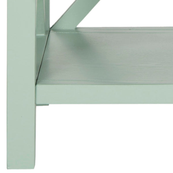 Safavieh Candence Cross Back End Table – Timeless Accent Table With Lower Shelf & Charming X-Side Design Dusty Green AMH6523E
