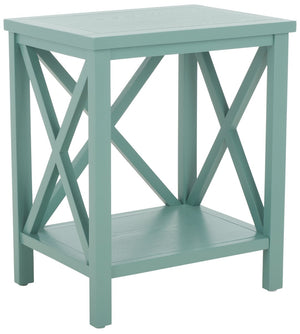 Safavieh Candence Cross Back End Table – Timeless Accent Table With Lower Shelf & Charming X-Side Design Dusty Green AMH6523E