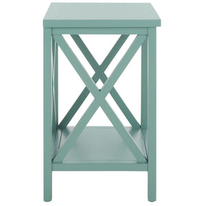 Safavieh Candence Cross Back End Table – Timeless Accent Table With Lower Shelf & Charming X-Side Design Dusty Green AMH6523E