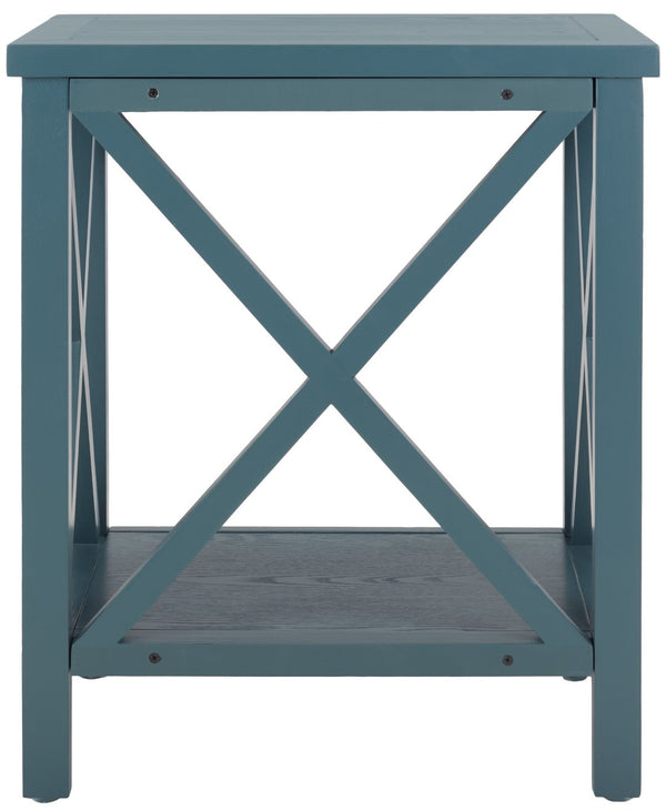 Safavieh Candence Cross Back End Table – Timeless Accent Table With Lower Shelf & Charming X-Side Design Teal AMH6523F