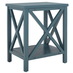Safavieh Candence Cross Back End Table – Timeless Accent Table With Lower Shelf & Charming X-Side Design Teal AMH6523F