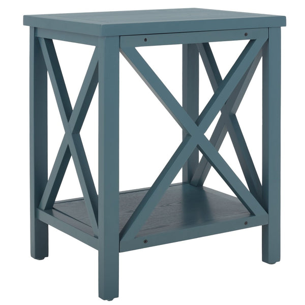 Safavieh Candence Cross Back End Table – Timeless Accent Table With Lower Shelf & Charming X-Side Design Teal AMH6523F