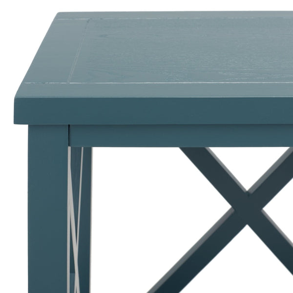 Safavieh Candence Cross Back End Table – Timeless Accent Table With Lower Shelf & Charming X-Side Design Teal AMH6523F