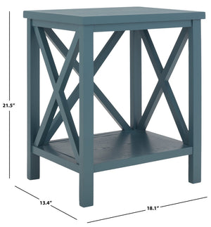 Safavieh Candence Cross Back End Table – Timeless Accent Table With Lower Shelf & Charming X-Side Design Teal AMH6523F