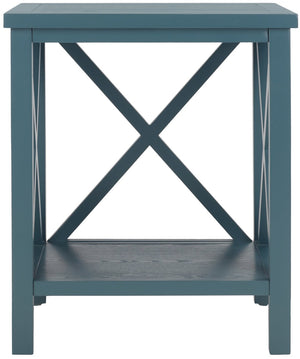 Safavieh Candence Cross Back End Table – Timeless Accent Table With Lower Shelf & Charming X-Side Design Teal AMH6523F