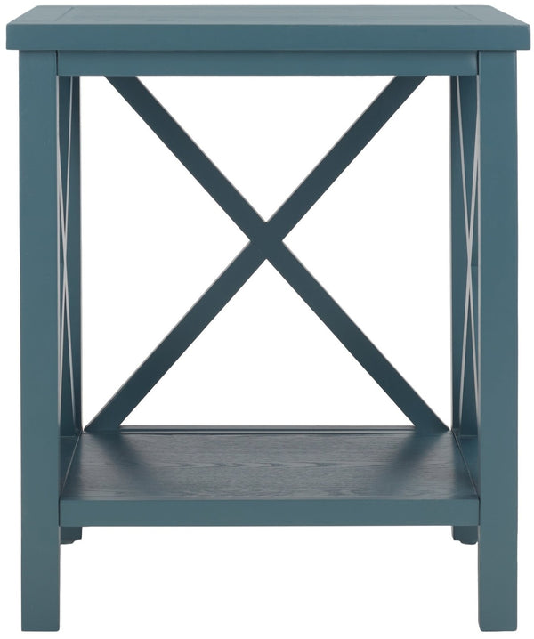 Safavieh Candence Cross Back End Table – Timeless Accent Table With Lower Shelf & Charming X-Side Design Teal AMH6523F