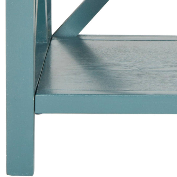 Safavieh Candence Cross Back End Table – Timeless Accent Table With Lower Shelf & Charming X-Side Design Teal AMH6523F